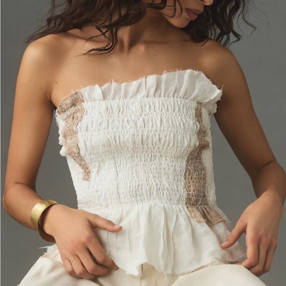 Anthropologie Tops - Anthropologie Strapless Smocked Top